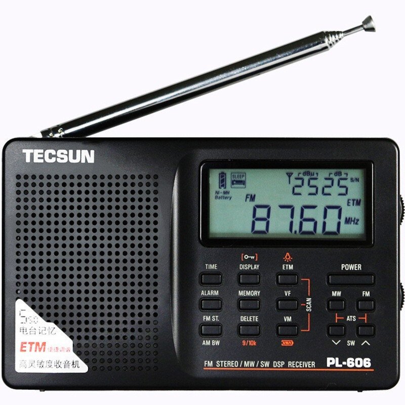 德生(Tecsun) PL-606高考收音机 听力全波段便携式四六级考试老年人半导体 立体声收音机（黑色）