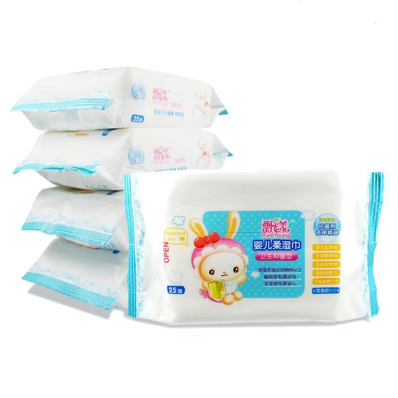 飘漾婴儿柔湿巾卫生抑菌型25片/抽 5包装