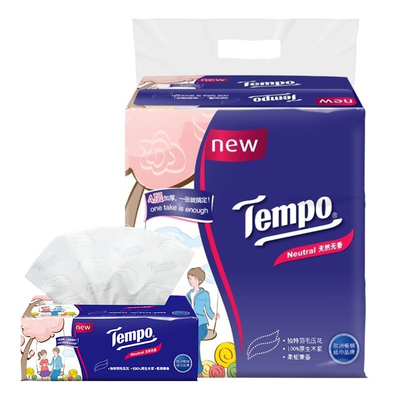 Tempo/得宝 软抽 4层90抽面巾纸*3包 天然无味（中规格）