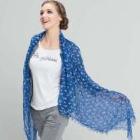 冬新品韩版蝴蝶植绒印花女保暖长围巾披肩 新