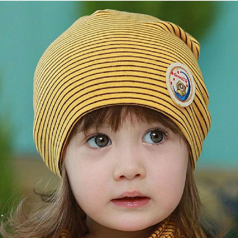 公主妈妈儿童帽子新款婴儿帽子可爱棉线帽布帽男女宝宝套头帽 黄色 均码