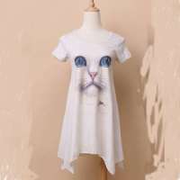 慈颜 夏季 猫咪孕妇T恤裙 中长款短袖孕妇连衣