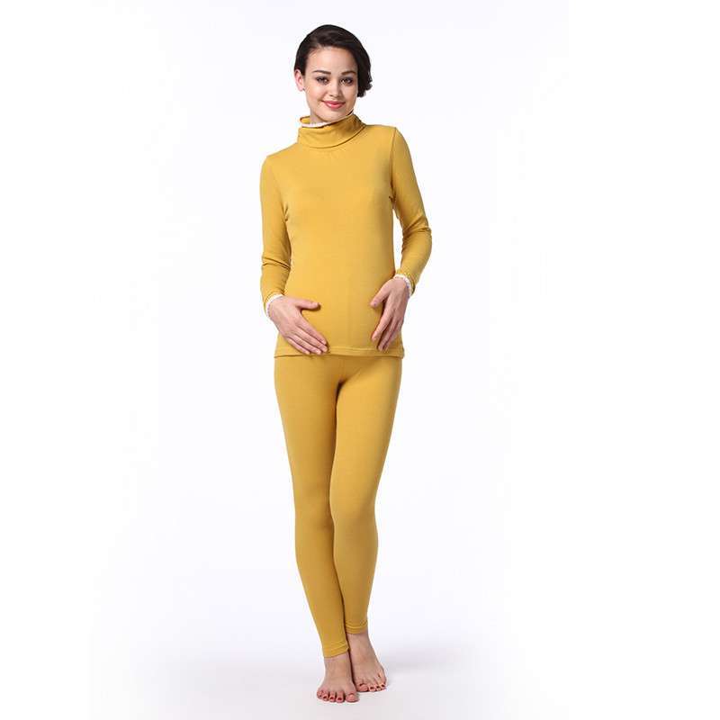 亚洲妈妈 秋季孕妇套装百搭纯棉高弹套装 孕前期孕后通用TZ121101 黄色 M