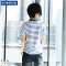韩国品牌邦百伦2014夏潮大男童装中大童青少年纯棉海军V领短袖T恤 蓝白条纹 120cm