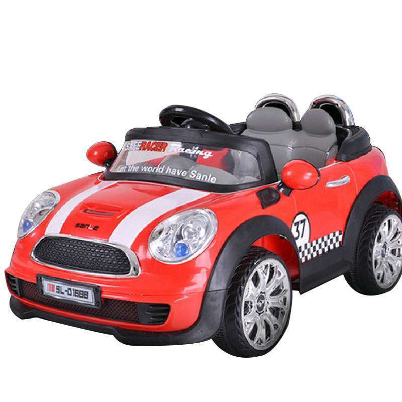 三乐儿童电动车宝马可坐遥控儿童电动四轮电瓶车玩具汽车顶配双电双驱+缓启动红色