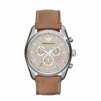 Armani 阿玛尼 精钢表带表盘 石英机芯 真皮表