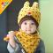 婴幼儿童帽子婴儿帽子宝宝帽子春秋季套头帽棉布帽三角巾套帽 黄色 6个月--4岁