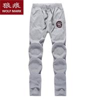 狼痕 新款品牌加绒春秋直筒运动裤 浅灰色 L【