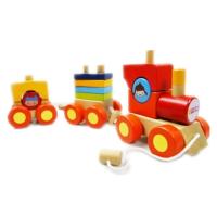 三3节拖拉拆装小火车形状配对积木 宝宝2-3-4