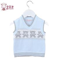 奥婴会宝宝羊毛衫<em>针织</em>棉<em>面料马甲背心</em>秋冬V领
