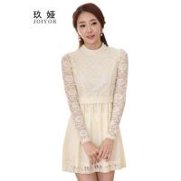玖娅 2015韩蕾丝裙子新款镂空白色蕾丝连衣裙