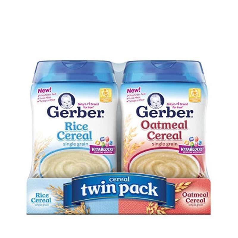 美国嘉宝Gerber婴儿米粉1阶段 2阶段 辅食2罐 2*454g