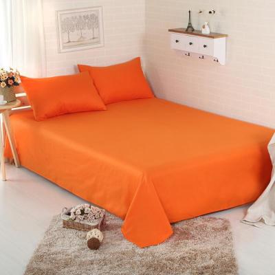 添富贵 全棉 纯棉单双人床上用品纯色床单单件 桔色 180*250m