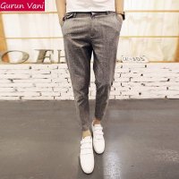 e 男士时尚休闲九分裤韩版修身哈伦裤小脚裤低