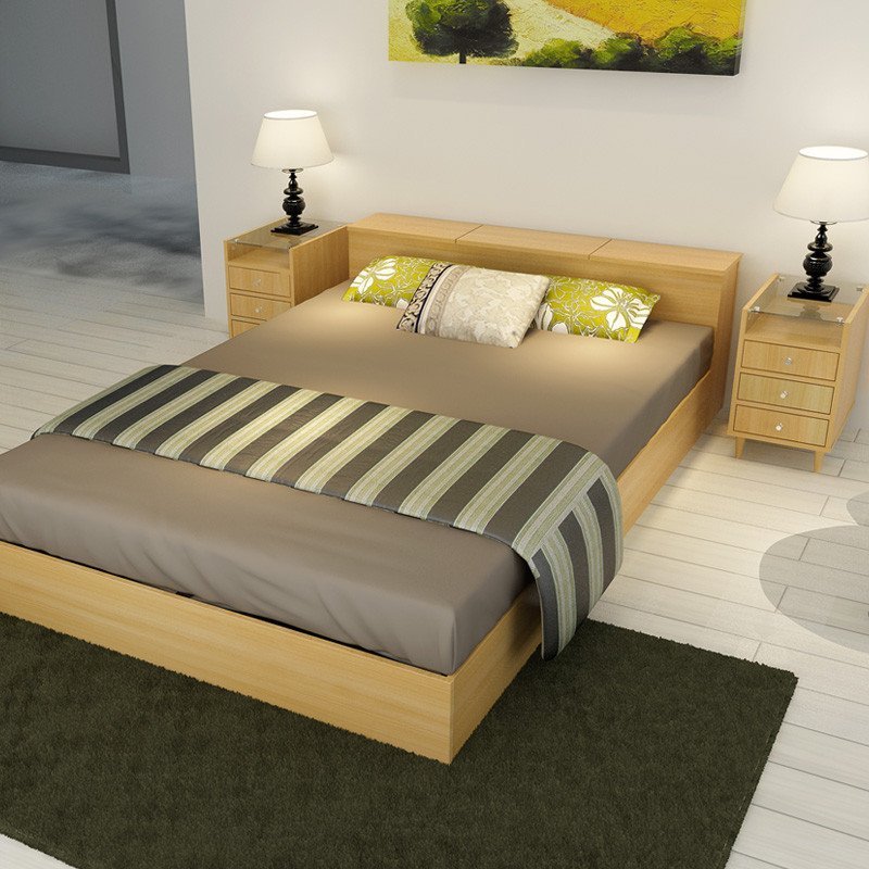 择木宜居 床 双人床 单人床 木床板式床 婚床 1.2米床 1.5米床 1.8米床 实木排骨架子床