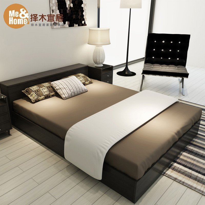 择木宜居 床 双人床 单人床 木床板式床 婚床 1.2米床 1.5米床 1.8米床 实木排骨架子床 1.5米深胡桃色床(不含床垫)