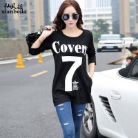 仙贝拉2015新款秋装时尚长款印花T恤 潮流逛