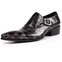 尚压花皮鞋蟒蛇纹皮鞋尖头套脚鞋 搭扣婚鞋20