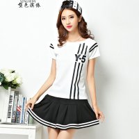 型色滨依 ぶ夏装休闲运动网球服短袖裤裙运动