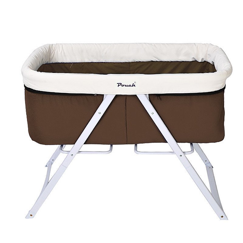 pouch婴儿床欧式多功能宝宝可折叠环保摇篮床 H19 咖啡色 100*57