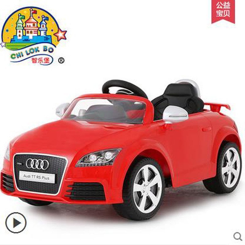 智乐堡奥迪儿童电动车四轮汽车小孩玩具车可坐人宝宝遥控童车双驱 巴黎红单驱