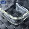 乐扣乐扣(Lock&Lock)格拉斯耐热玻璃 微波炉可直接加热使用玻璃保鲜盒便当盒 500ml方(白条）