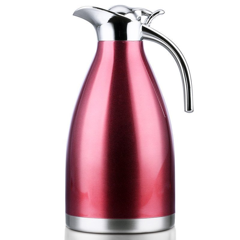 拜格不锈钢欧式真空保温壶热水壶水壶2.0L 玫瑰红2L