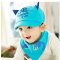 贝迪牛+新生儿胎帽婴儿帽 男女宝宝帽三角巾套装 均码（0-12个月） 招财猫2件套