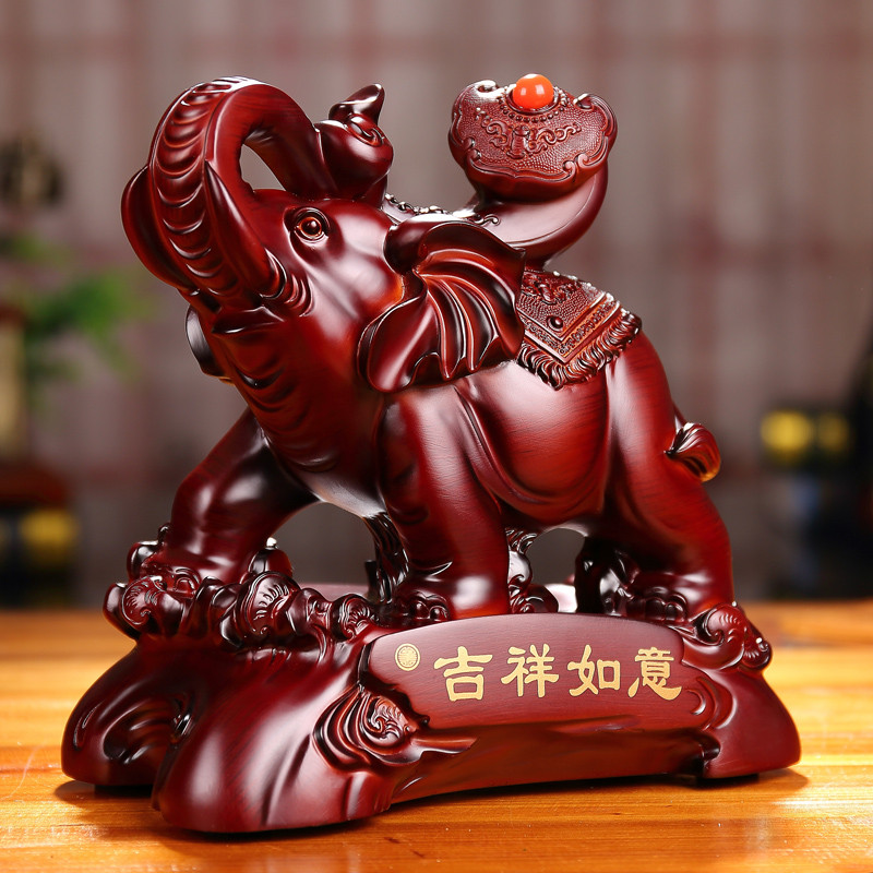 【吟秀(yinxiu)系列】吟秀 招财大象摆件 一对树脂品