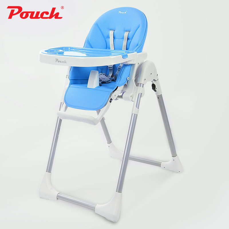 pouch 儿童餐椅多功能便携可折叠婴儿餐椅宝宝餐椅儿童吃饭餐桌椅K06 清新蓝