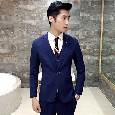 古莱登2016秋季男婚礼服男韩版修身新郎伴郎西服发型师三件套西装外套
