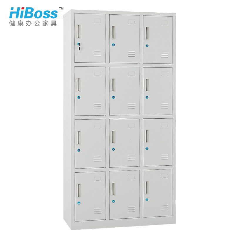 HiBoss办公家具12门更衣柜铁皮柜铁衣柜储物柜寄存柜 灰白色