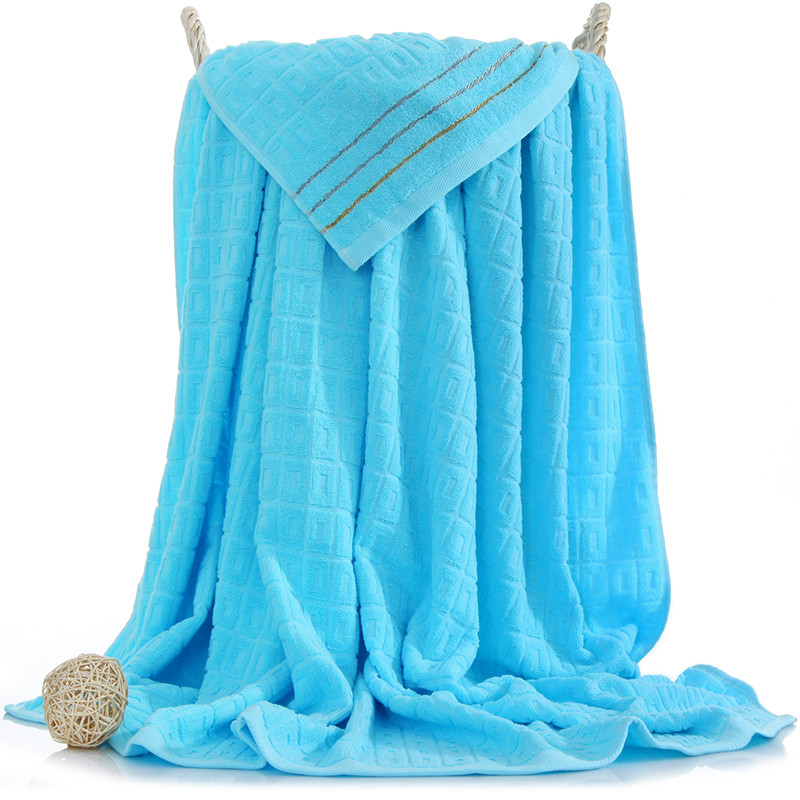 三利纯棉素色良品毛巾被 缎档回型毛毯 居家办公午休四季通用盖毯 单人 150×200cm 天蓝色