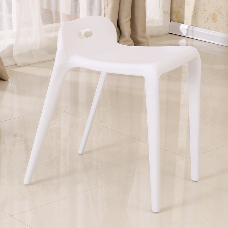 迈亚家具 休闲椅凳子 加厚塑料等候餐椅 创意马椅 叠摞椅 洽谈椅 白色