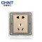 正泰(CHNT)电工86型PVC材质墙壁开关插座面板 NEW7L拉丝金色电源插座面板 双USB五孔 7L拉丝金