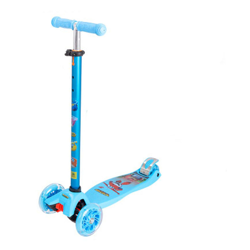 贝蒂龙超级飞侠正版授权儿童可升降滑板车三轮四轮全闪宝宝踏板车滑滑车玩具车 蓝色乐迪