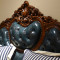 淮木 古典1.8米大床 大户型 欧式双人床 美式头层真皮实木床 妆凳