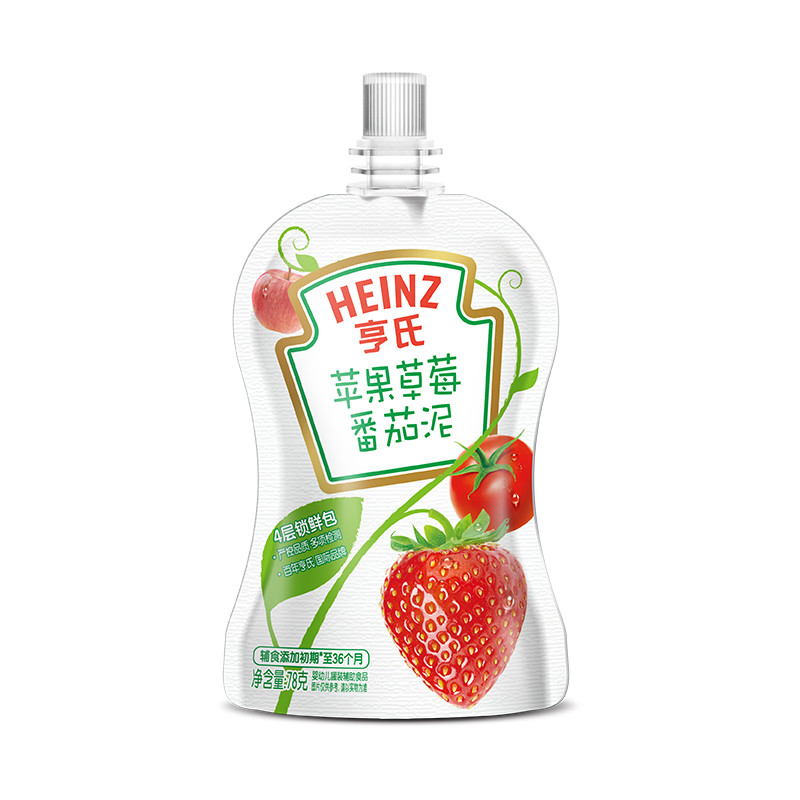 亨氏(Heinz)婴幼儿营养果泥-苹果草莓番茄78g