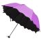 遇水开花雨伞 黑胶太阳伞男女通用折叠伞三折晴雨伞遮阳伞 荷叶边粉色 荷叶边紫色