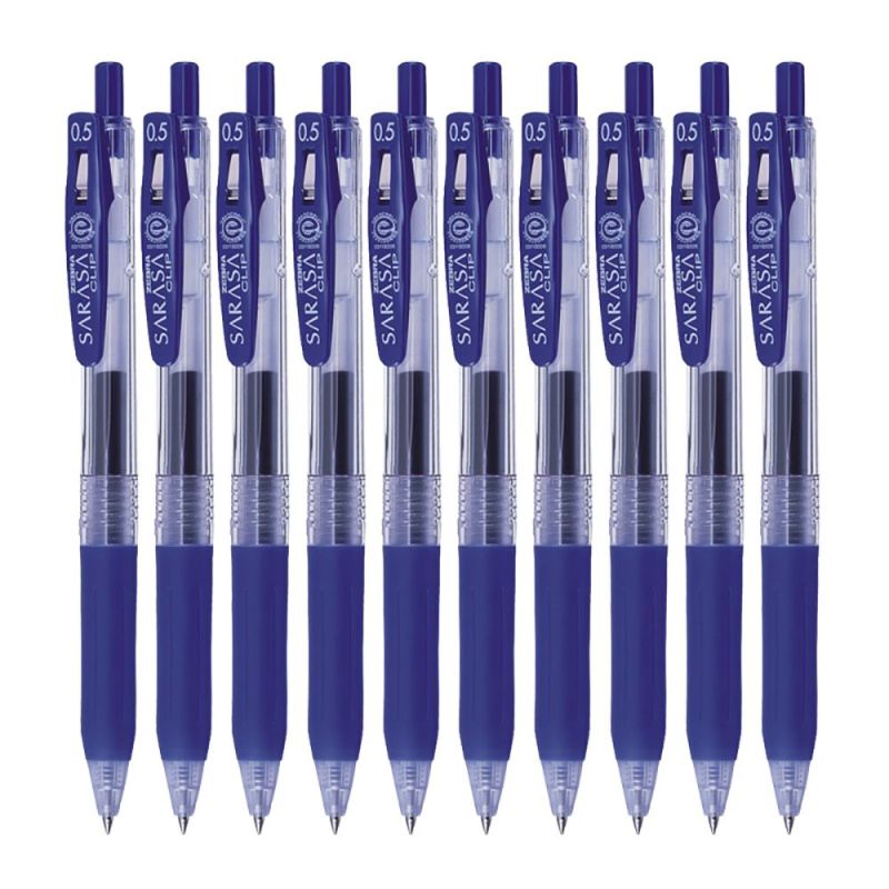 斑马(ZEBRA)JJ15按动中性笔10支/盒 签字笔 0.5mm子弹头啫喱笔水笔 彩色学生考试笔 蓝色