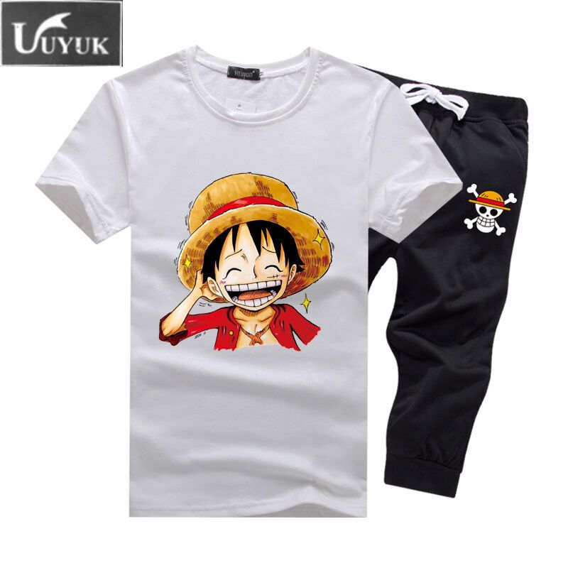 YUK新款青少年时尚卡通印花套装个性海贼王路