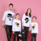 2018夏季新款亲子装 韩版可爱卡通印花短袖T恤一家四口家庭装LD10486 水粉色 童款140（适合身高135-145cm)