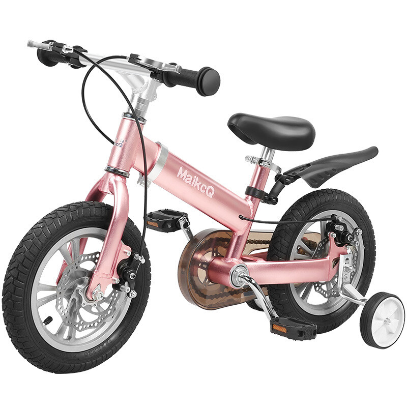 迈卡奇儿童自行车男女山地车小孩单车双碟刹可伸缩 M3 14寸 玫瑰金(铝合金全车无油漆)