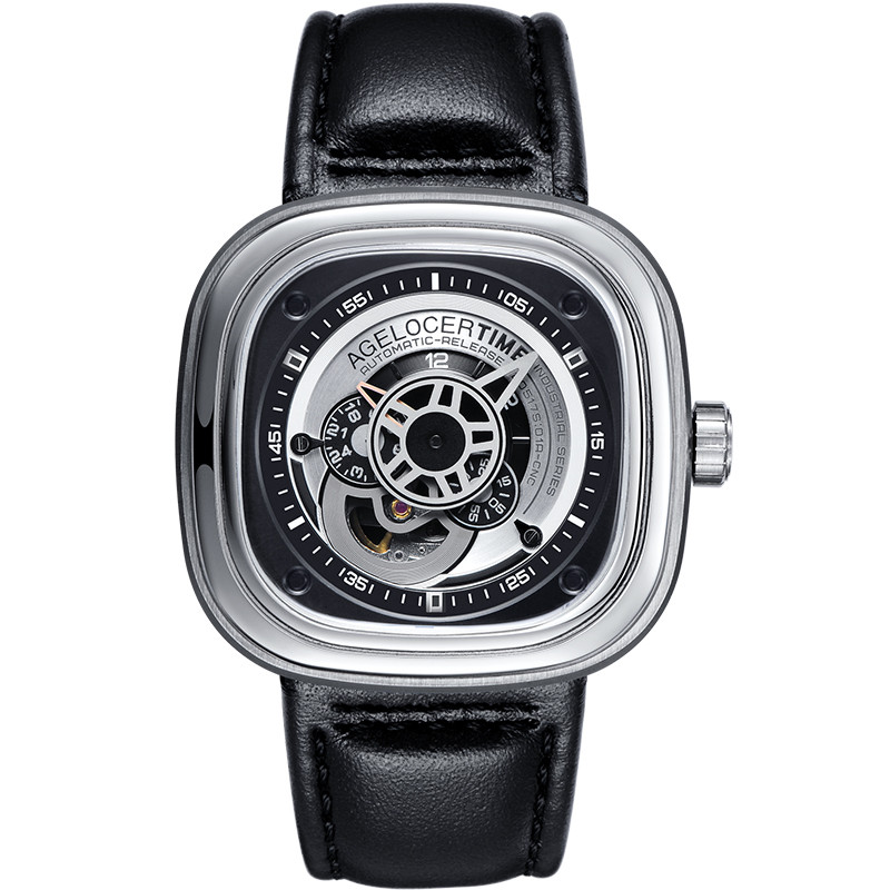 瑞士进口Agelocer艾戈勒手表 方形潮流男士手表 皮带防水大表盘男表 潮流男表 全自动机械表 运动手表 瑞士表