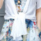歌诺瑞丝2017夏季女装新款韩版修身显瘦大码两件套水墨印花棉麻连衣裙女6006 3XL 红色印花