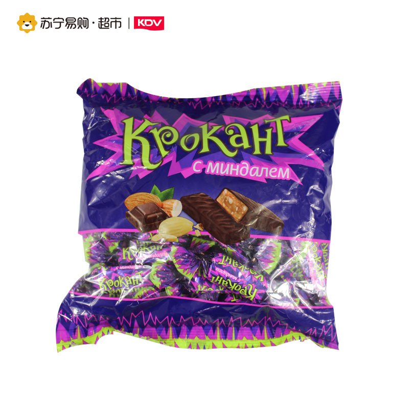俄罗斯进口（KDV）紫皮糖扁桃仁酥夹心巧克力糖果500g/袋