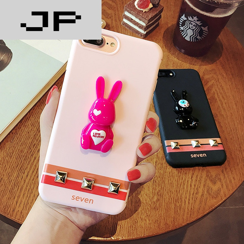 JP潮流品牌立体兔子柳钉苹果7手机壳7P可爱卡