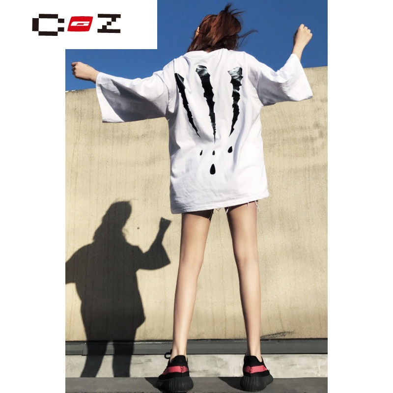 CZ潮流品牌2017新款抓痕短袖血爪痕七分袖b