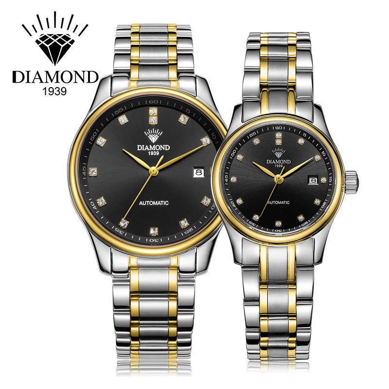 上海钻石牌(DIAMOND)手表男自动机械时尚经典日历防水简约精钢表带3260精钢机械表 白钢男款