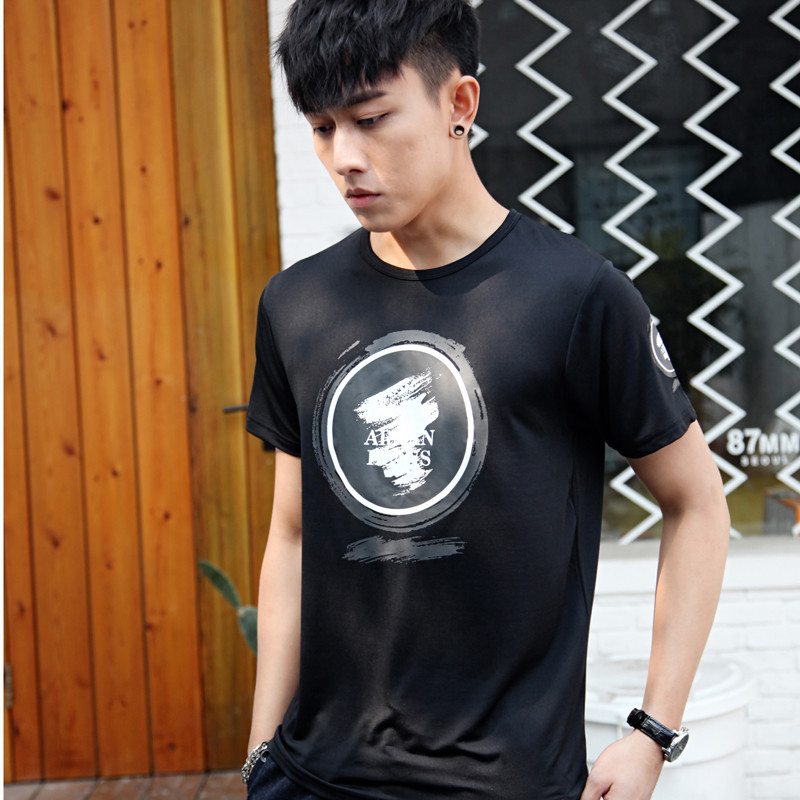 2017男士夏季印花短袖T恤PK XXL M02黑色